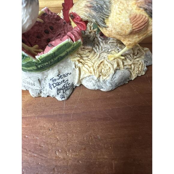 Lowell Davis Vintage 1984 Too Good to Waste on Kids Figurine Chickens Signed - Picture 4 of 7